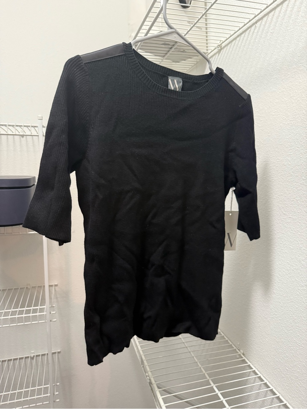 Worthington Black Ribbed Short Sleeve Sweater